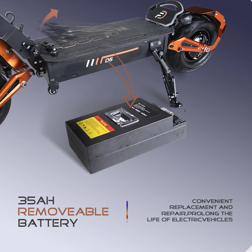 Obarter-D5 Electric Scooter with Removable Battery, On-road E-scooters, 12 "Fat Tire, 5000W