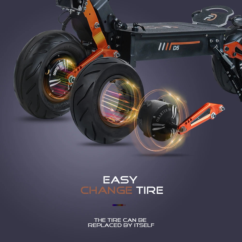 Obarter-D5 Electric Scooter with Removable Battery, On-road E-scooters, 12 "Fat Tire, 5000W