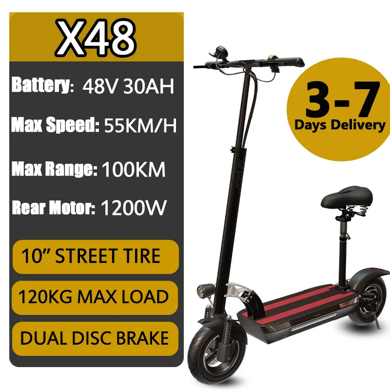 100KM Long Range Electric Scooter 48V-72V Lithium Battery Foldable Scooter Electric 11" OFF Road Tire Trottinettes électriques