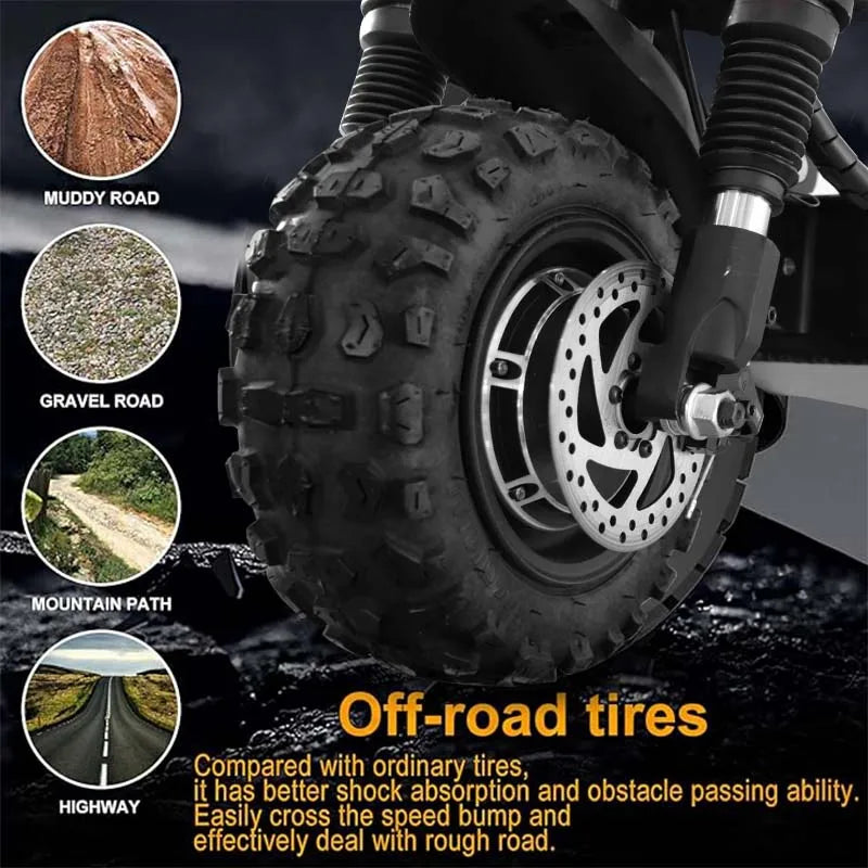 100KM Long Range Electric Scooter 48V-72V Lithium Battery Foldable Scooter Electric 11" OFF Road Tire Trottinettes électriques