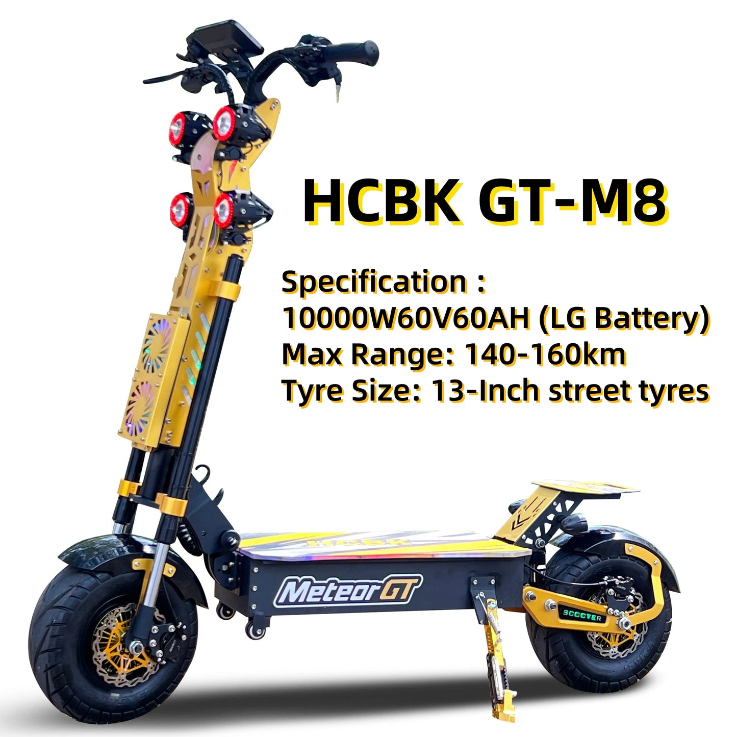 15000 Watts GT-M8 Off Road Adult Electric Scooter 72V50AH Battery 160km Dual Motor E-Scooter