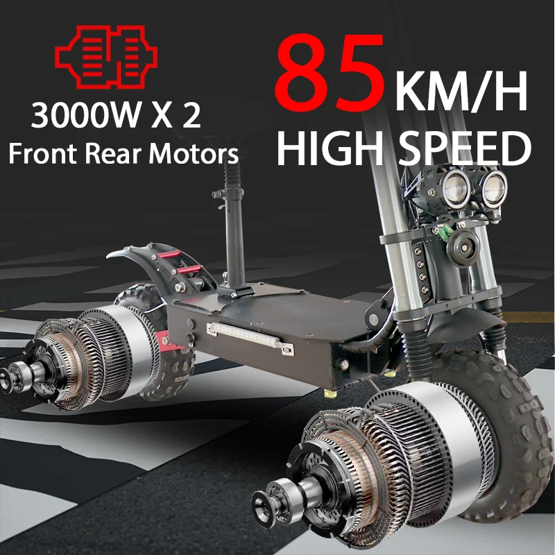 100KM Long Range Electric Scooter 48V-72V Lithium Battery Foldable Scooter Electric 11" OFF Road Tire Trottinettes électriques