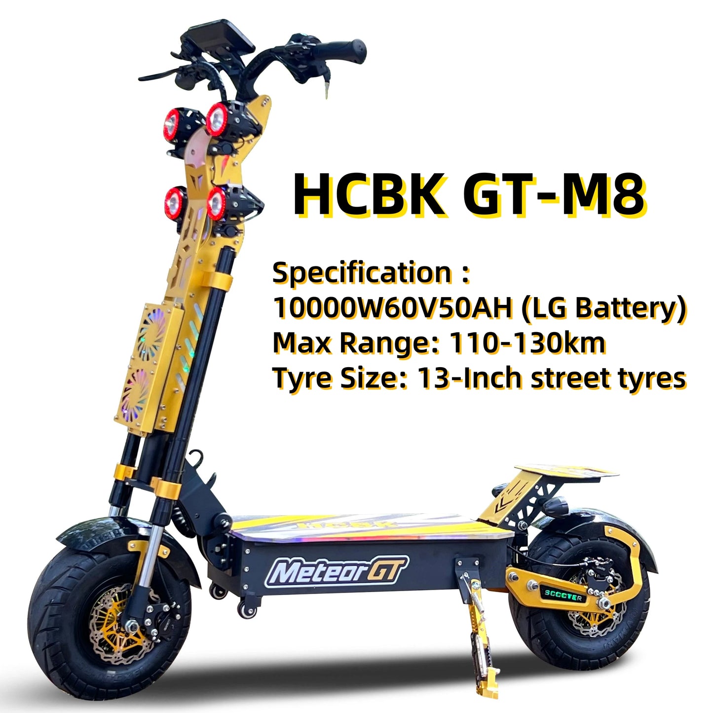 15000 Watts GT-M8 Off Road Adult Electric Scooter 72V50AH Battery 160km Dual Motor E-Scooter