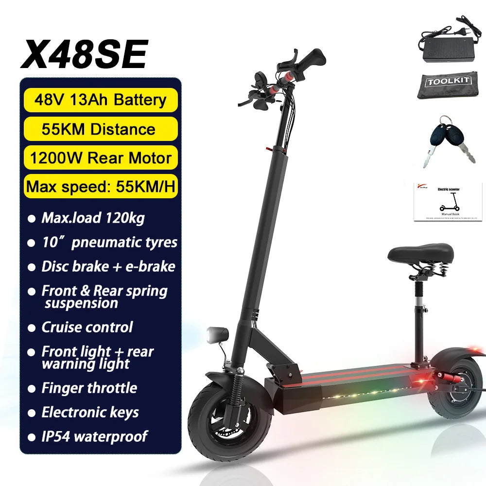 [Multi-model] 1200W-6000W Adult Electric Scooter up to 85km/h Fast E scooter with Seat Dual Drive Foldable 10/11" Tubeless Tires
